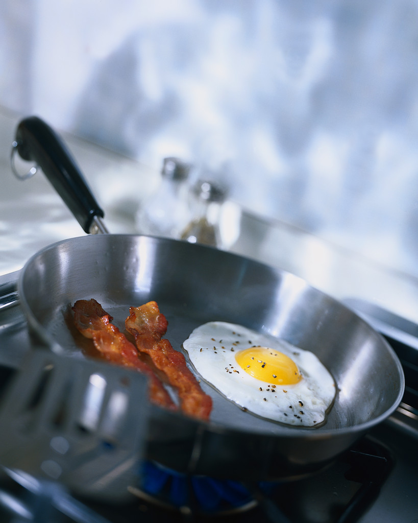 Bacon and Eggs in Frying Pan