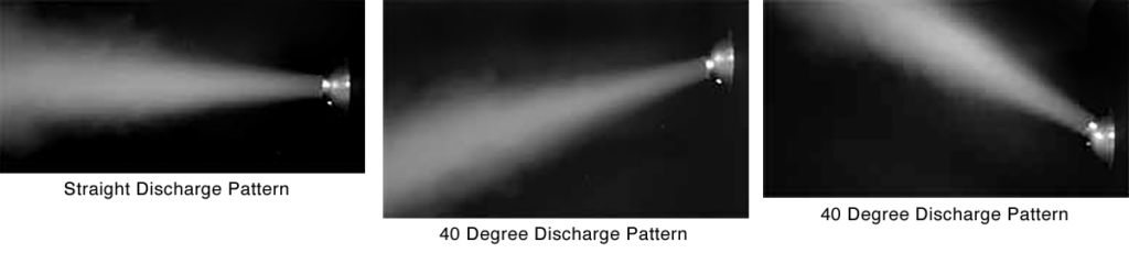 Discharge pattern at different angles.